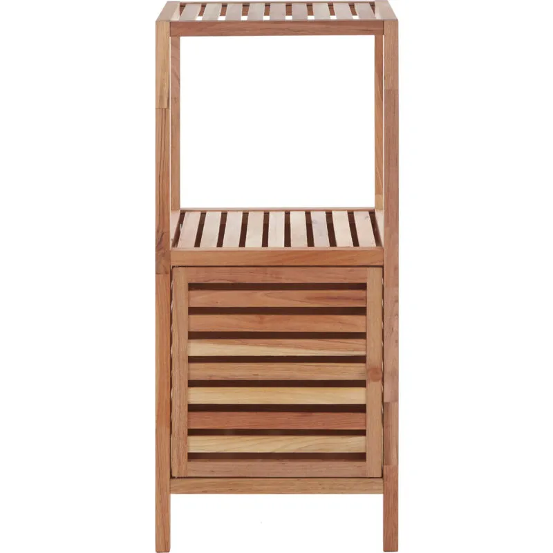 Orsina Arla Two Tier Walnut Wood Bathroom Shelf Unit in Natural Natural