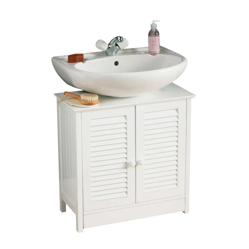 Premier Housewares - White Wood Under Sink Bathroom Cabinet