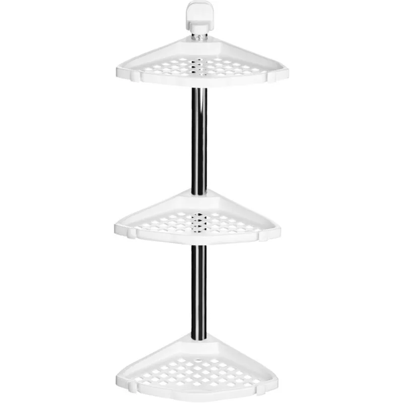 Orsina Wall Mountable Corner Shelf Unit, Chrome-Plated Bathroom Shelf Unit, Stylish White Corner Storage Rack White