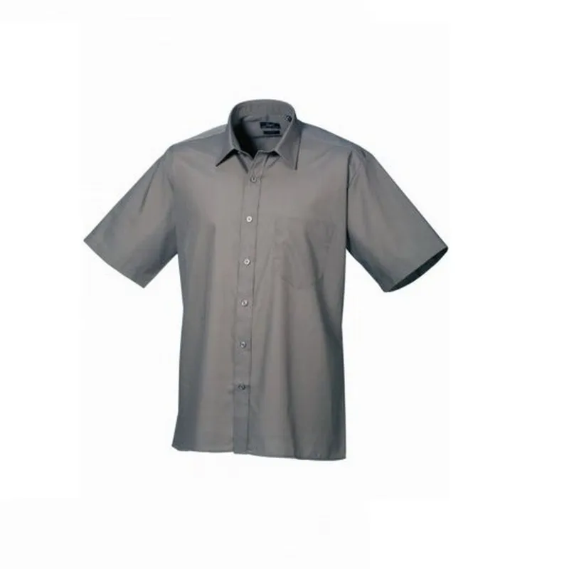 Premier Men's Short Sleeve Poplin Shirt in Dark Grey Size: 17 inches Dark Grey 17 inches