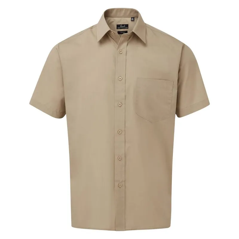 Premier Men's Short Sleeve Poplin Shirt in Khaki Khaki