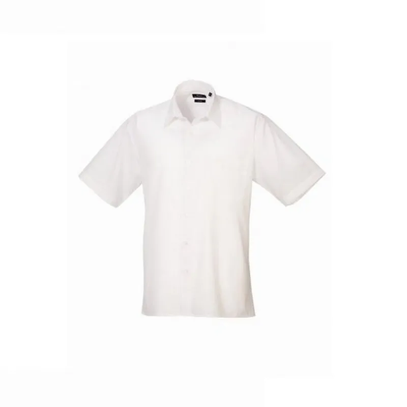 Premier Men's Short Sleeve Poplin Shirt in White Size: 16 inches White 16 inches