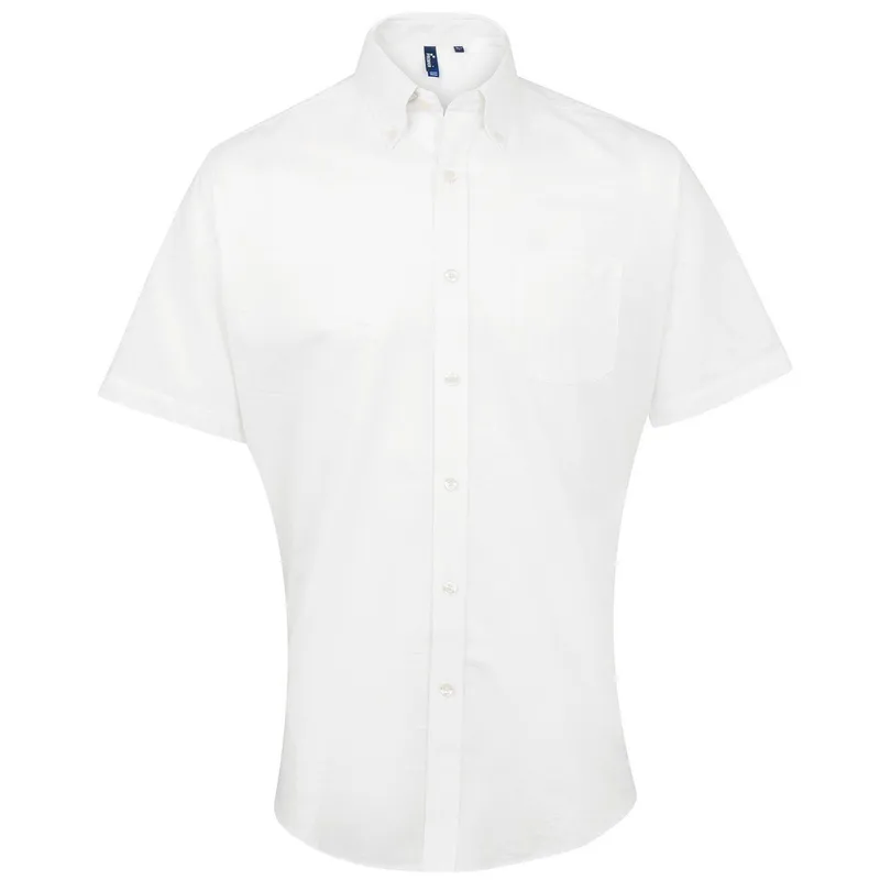 Premier Men's Signature Short-Sleeved Shirt in White Size: 16 inches White 16 inches
