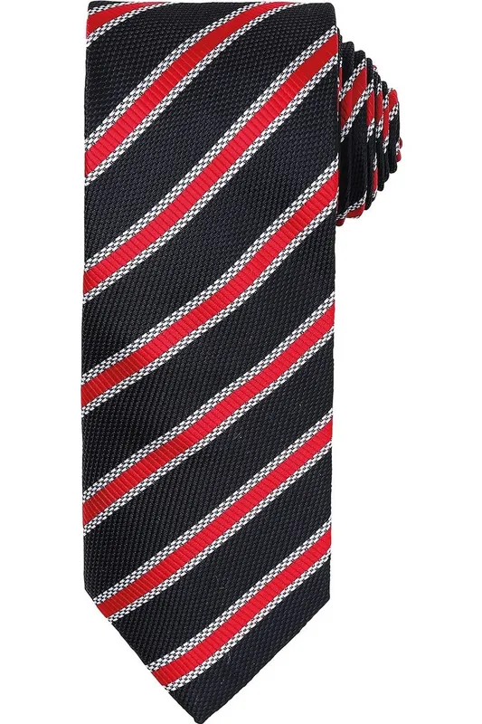 Premier Men's Stripe Waffle Tie in Black Black One Size