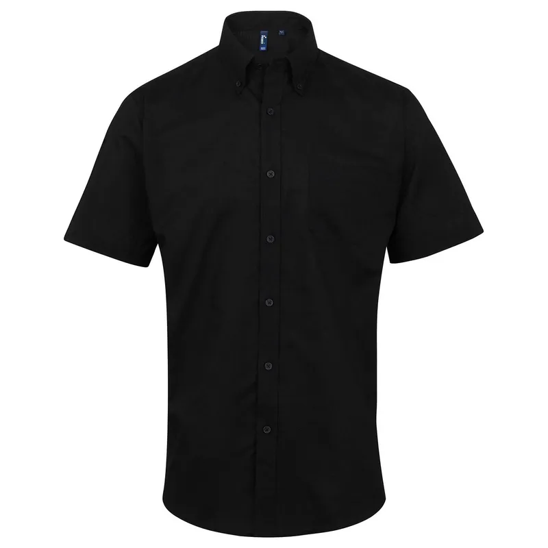 Premier Mens Signature Short-Sleeved Shirt (Black) - Size 15 Inch