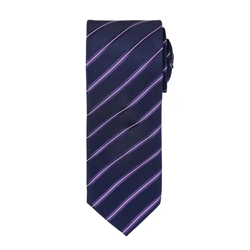 Premier Mens Stripe Tie (Navy/purple) - One Size