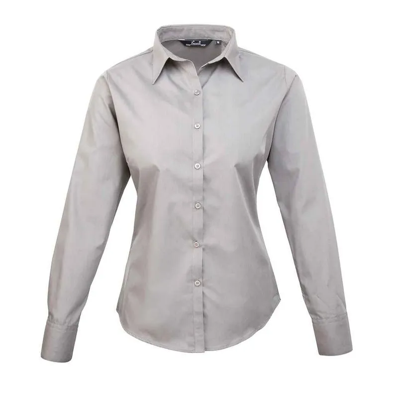 Premier Women's Long-Sleeved Shirt in Silver Size: 6 Silver 6