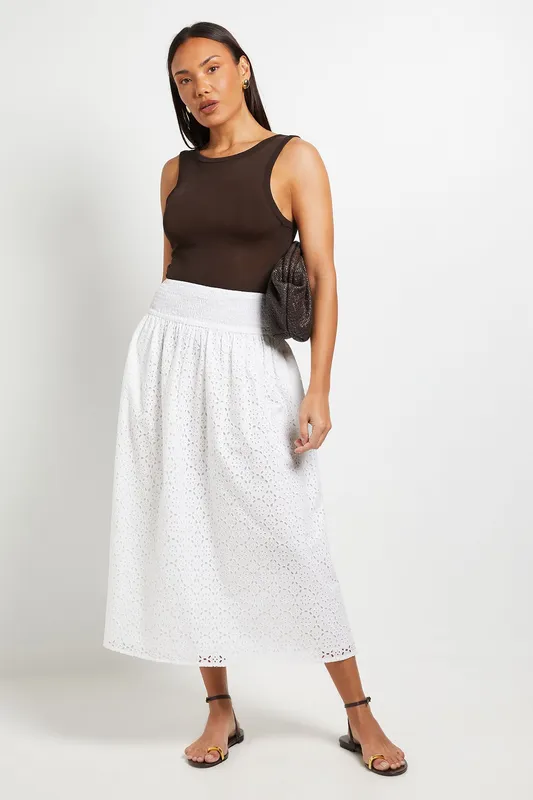 Debenhams Women's Broderie Maxi Skirt in Ivory Size: 12 - Ivory