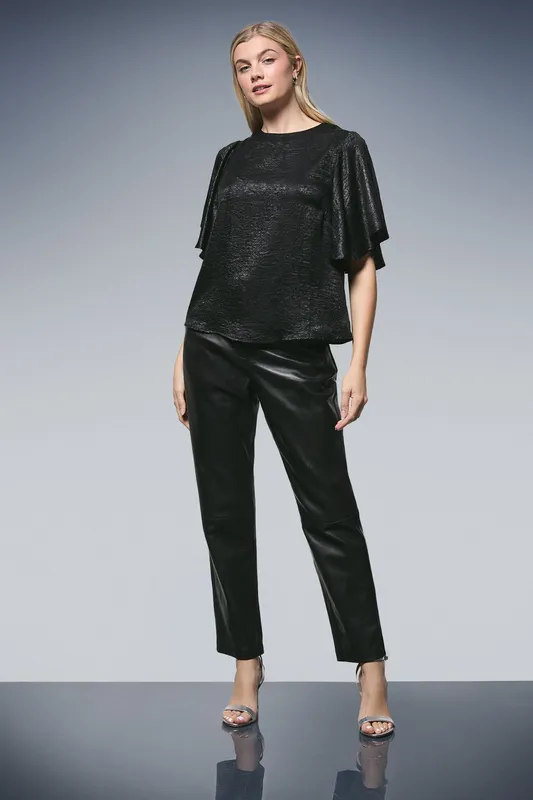 Principles Women's Sleeve Detail Metallic Top in Black Size: 14 Black 14