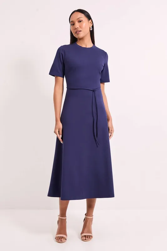 Debenhams Women's Tailored Ponte Midi Dress in Navy Size: 14 Navy female