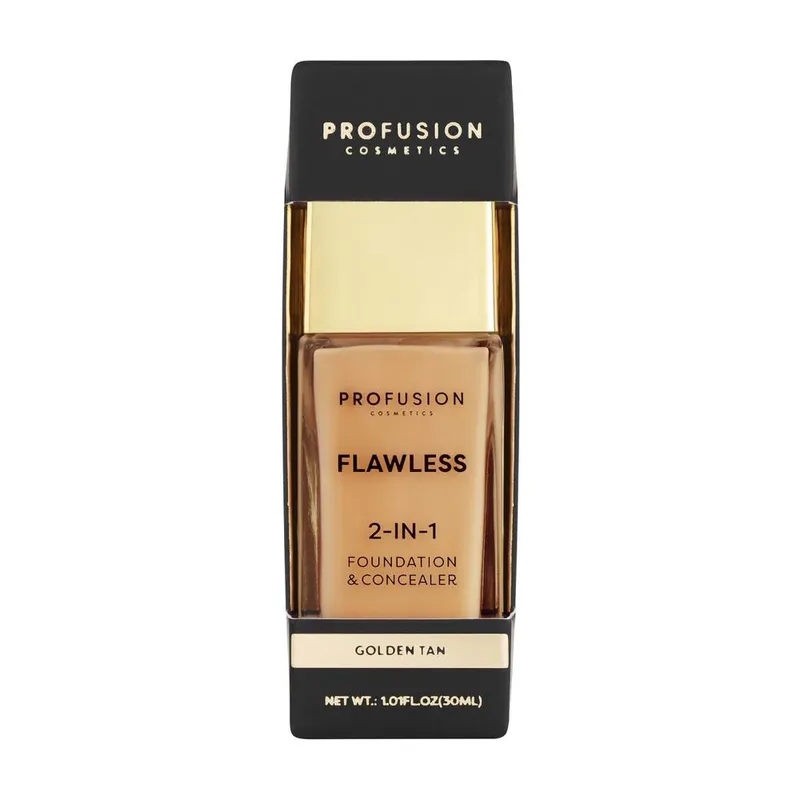 Profusion Cosmetics Flawless 2-in-1 Foundation & Concealer Golden Tan Size: 30ml - Tan