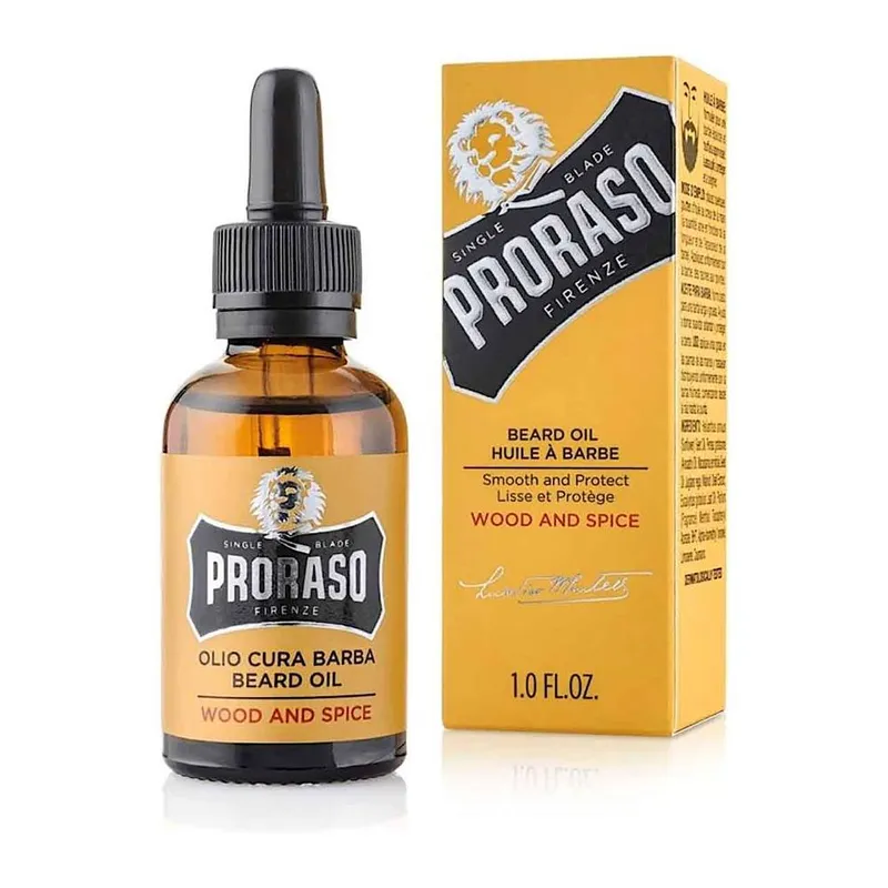 Proraso Men's Beard Oil 30ml Wood & Spice in Yellow Yellow 30ml