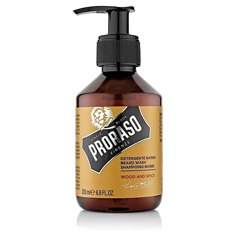 Proraso Beard Wash 200ml Wood & Spice in Yellow - Yellow