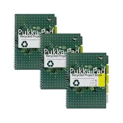 Pukka Pad Recycled Project Book A4 Green (Pack of 3) 6050-Rec