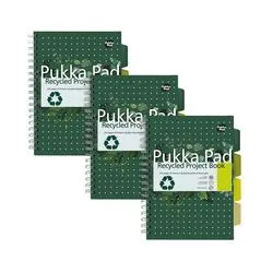Pukka Pad Recycled Project Book B5 Green (Pack of 3) 6052-Rec