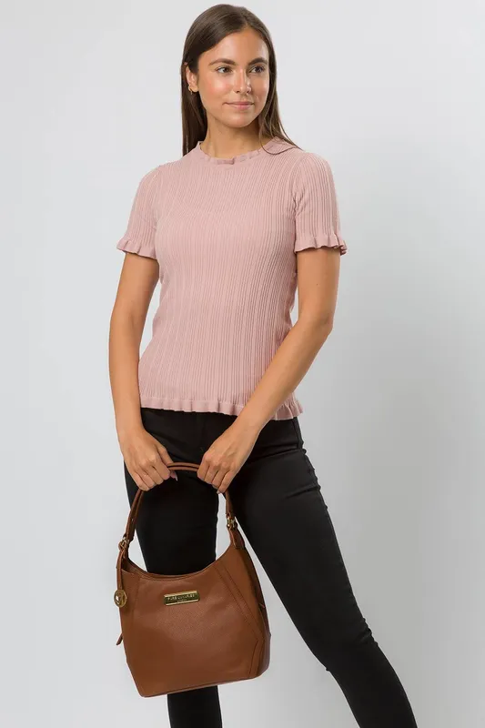 Pure Luxuries London Women's 'Abigail' Leather Shoulder Bag in Tan - Tan - Size: One Size