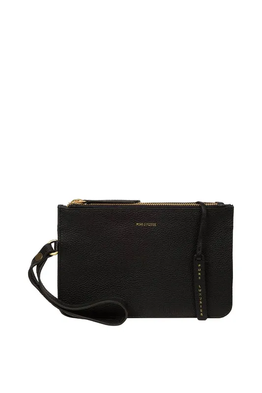 Pure Luxuries London Women's 'Eleanor' Leather Clutch Bag in Black Black One Size