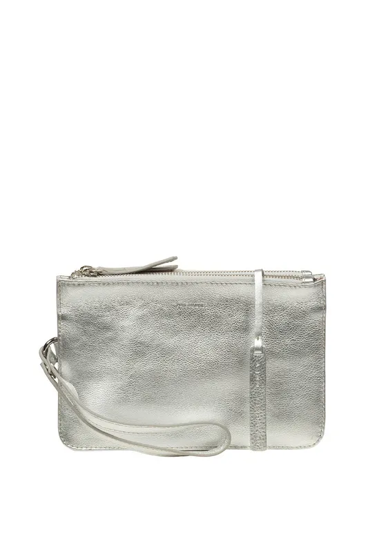 Pure Luxuries London Women's 'Eleanor' Leather Clutch Bag in Silver - Silver