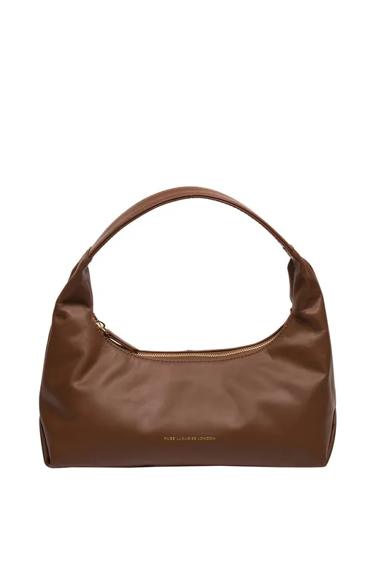 Pure Luxuries London Women's 'Reese' Nappa Leather Grab Bag in Brown Brown female