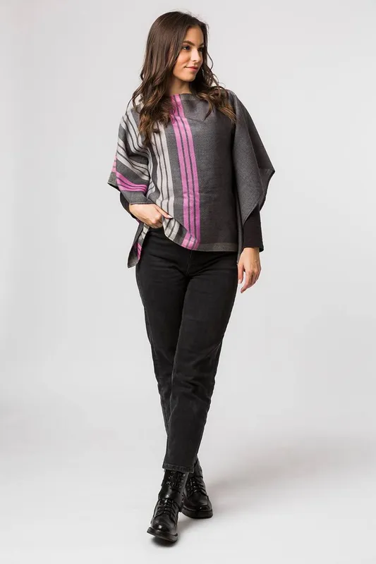 Pure Luxuries London Women's 'Zodiac' 100% Merino Wool Poncho in Dark Grey Dark Grey female