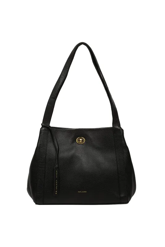 Pure Luxuries London Women's 'Zoff' Leather Handbag in Black - Black