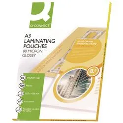 Q-Connect A3 Laminating Pouches 160 Micron Gloss Pk 100 - KF04122