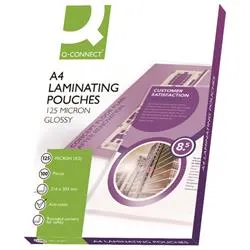Q-Connect A4 Laminating Pouches 250 Micron Gloss Pk 100 - KF04116
