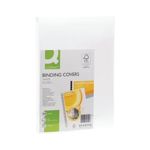 Q-Connect A4 White Pvc Comb Binder Cover 250gsm Pk 100 - KF00498