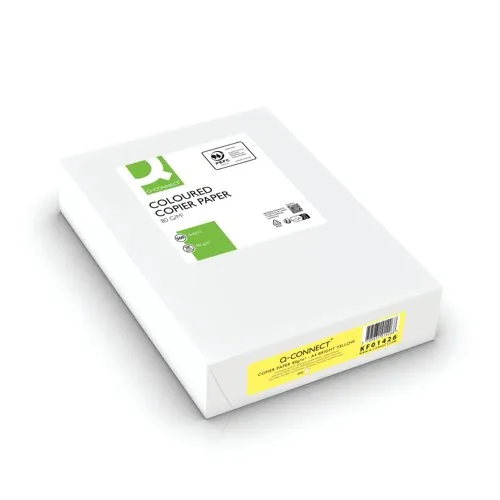 Q-Connect Bright Yellow Coloured A4 Copier Paper 80gsm Ream - KF01426