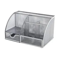 Q-Connect Curved Desktop Organiser Silver