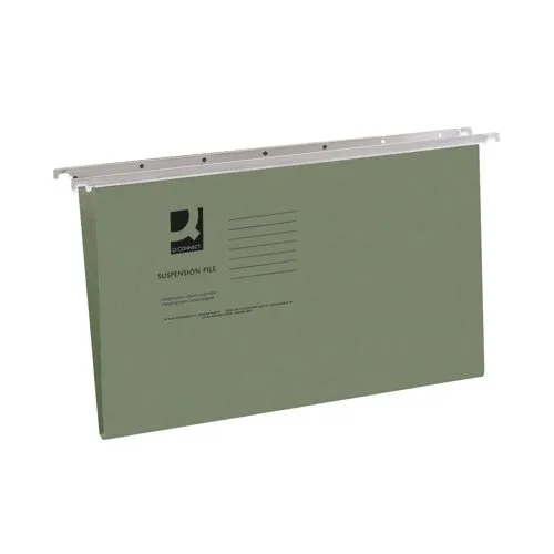 Q-Connect Foolscap Tabbed Suspension Files Manilla Green Pk 50-KF21001
