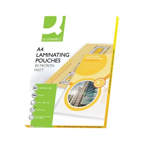 Q-Connect Matt A4 Laminating Pouch 160 Micron (Pack of 100) - KF24057
