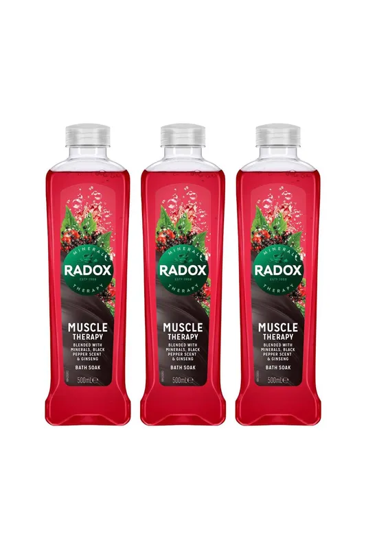 Radox 'Bath Soak' 100% Nature Inspired Fragrances, Muscle Therapy, 3x 500ml in Red - Red