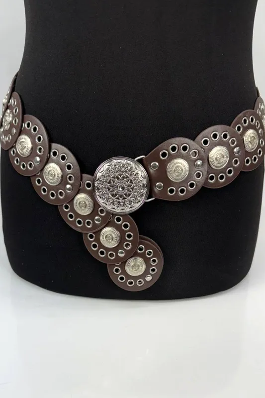 Raffaella Women's Wide Disc Belt in Brown Brown