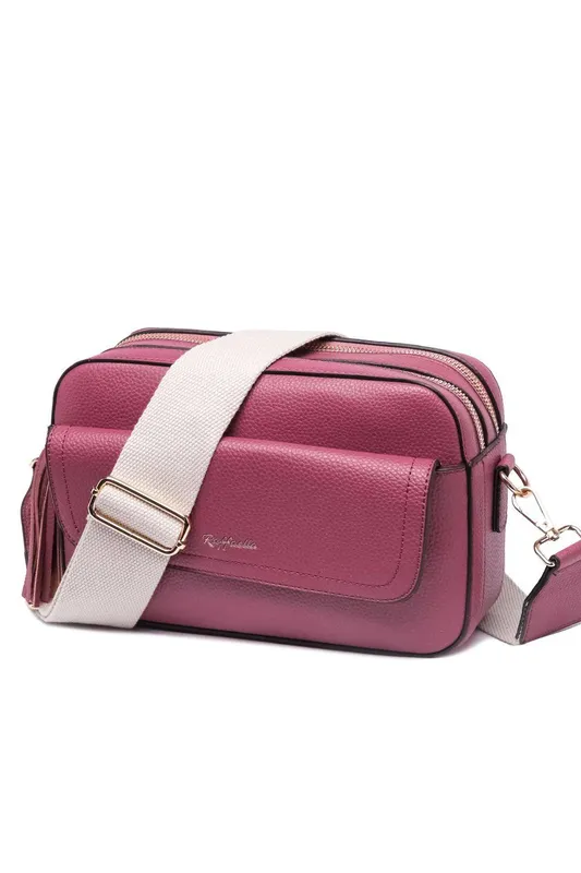 Raffaella Women's Tassel Front Pocket Crossbody Bag in Wine Wine female
