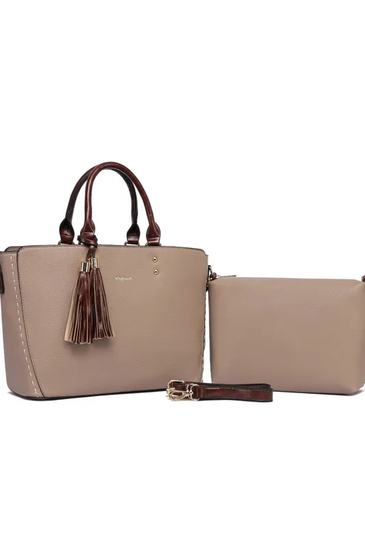 Raffaella Women's Twin Handle Handbag in Taupe Taupe One Size