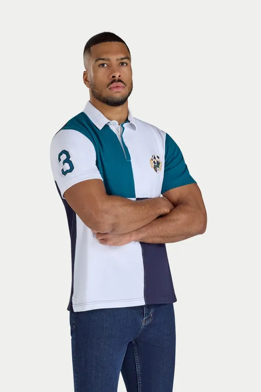 Raging Bull Cut & Sew Harlequin Mens Rugby Shirt