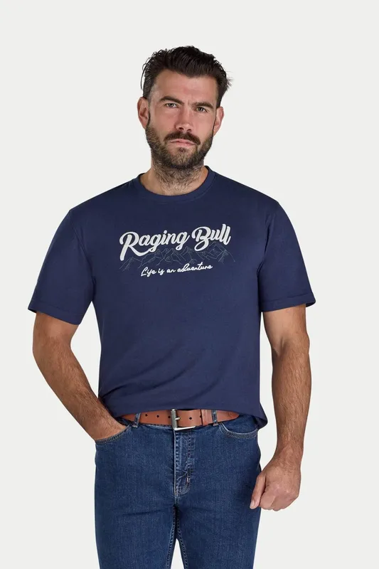 Raging Bull Embroidered Mountains Mens T-Shirt