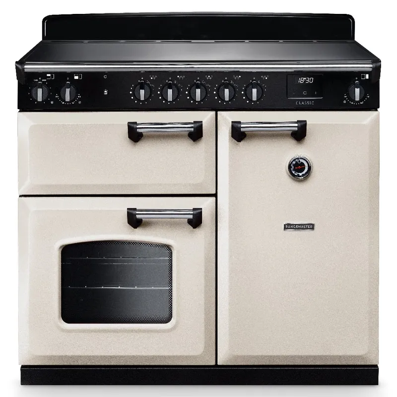 Rangemaster CL100EIPPCR/CM1 Classic 100cm Induction Range Cooker Chrome Trim 14206 - Pale Cream