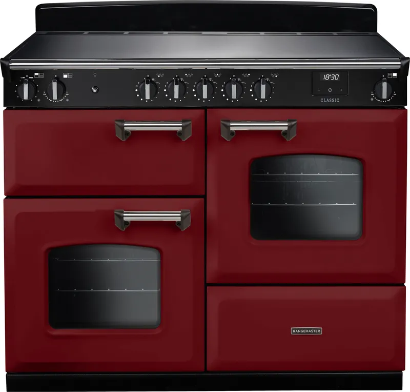 Rangemaster CLO110EIPBOR/CM1 Classic 110cm OC Induction Range Cooker Chrome Trim 14242 - Bordeaux