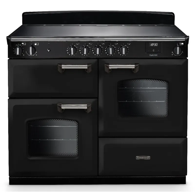Rangemaster CLO110EIPGBL/CM1 Classic 110cm OC Induction Range Cooker Chrome Trim 14240 - Black