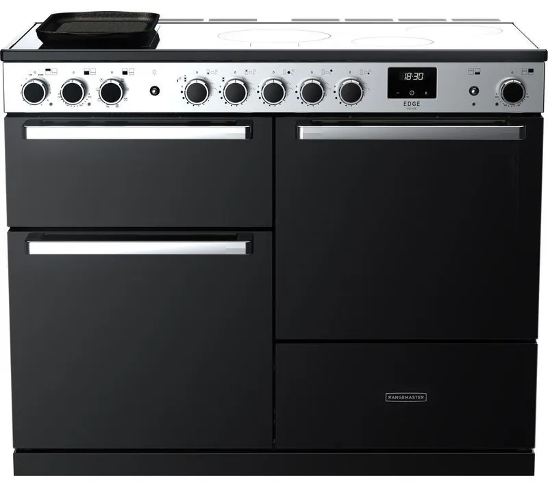 Rangemaster EDDLO110EIGBLK/CM1 Edge Deluxe OC 110cm Induction Range Cooker With Chrome Trim 15822 - Black