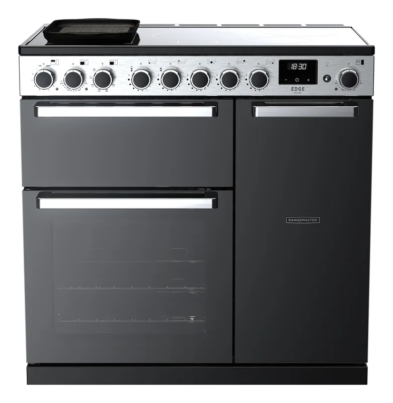Rangemaster EDDL90EIGBLK/CM1 Edge Deluxe 90cm Induction Range Cooker With Chrome Trim 15802 - Black