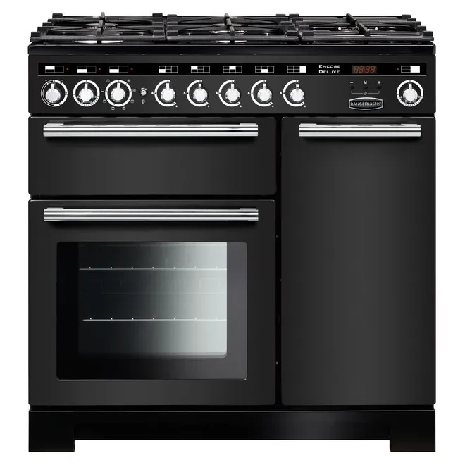 Rangemaster EDL90DFFCB/C Encore 90cm Deluxe Dual Fuel Range Cooker 126660 - Charcoal Black