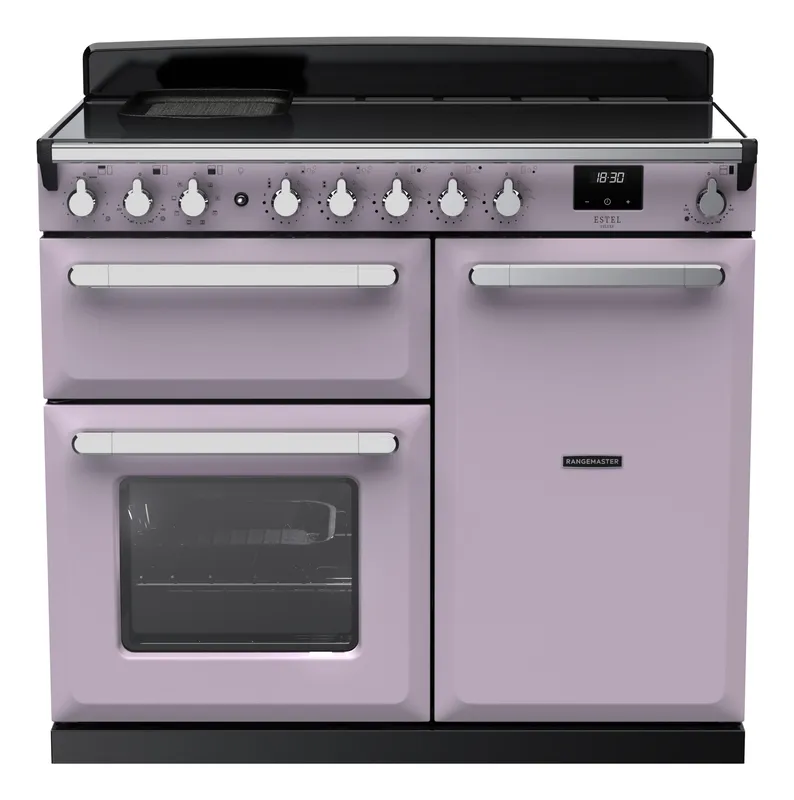 Rangemaster Estel Deluxe ESDL100EIPHTH/CM1 100cm Wide Heather Induction Freestanding Range Cooker - Chrome Trim