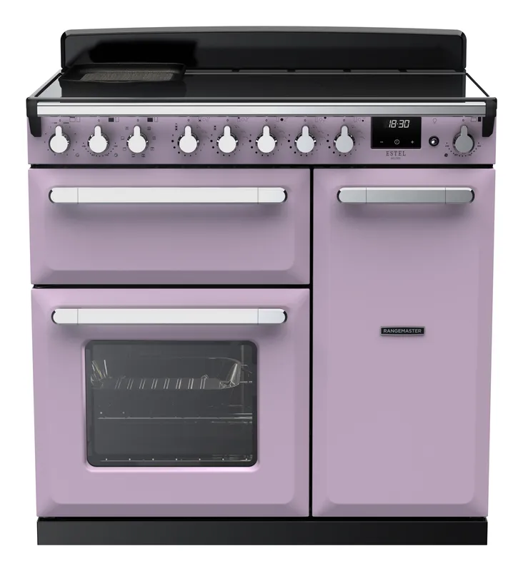 Rangemaster ESDL90EIPHTH/CM1 Estel Deluxe 90cm Induction Range Cooker With Chrome Trim 17849 - Heather
