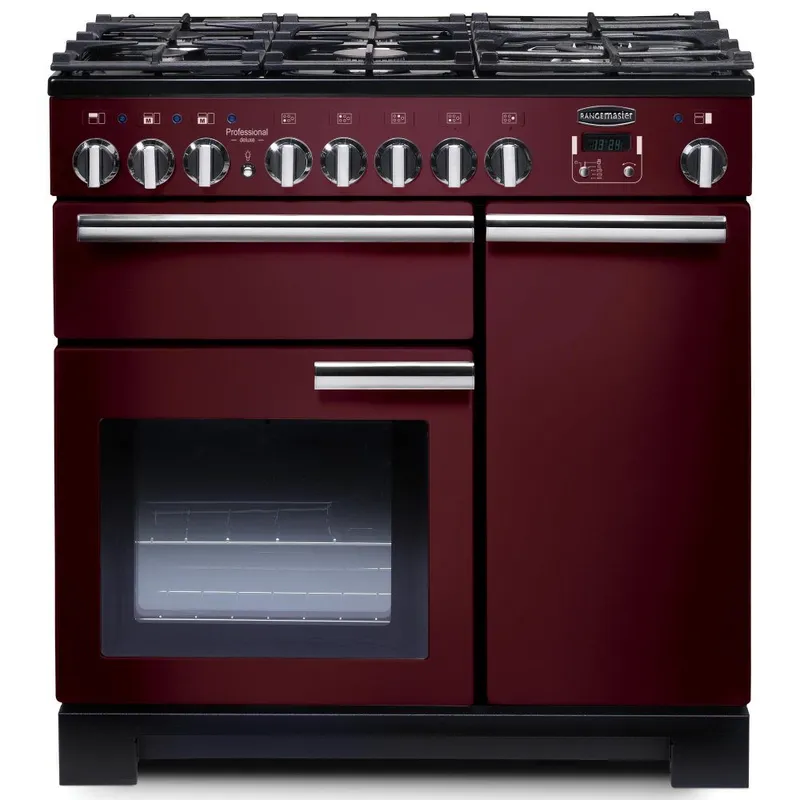 Rangemaster PDL90DFFCY/C Professional Deluxe 90cm Dual Fuel Range Cooker 97620 - Cranberry