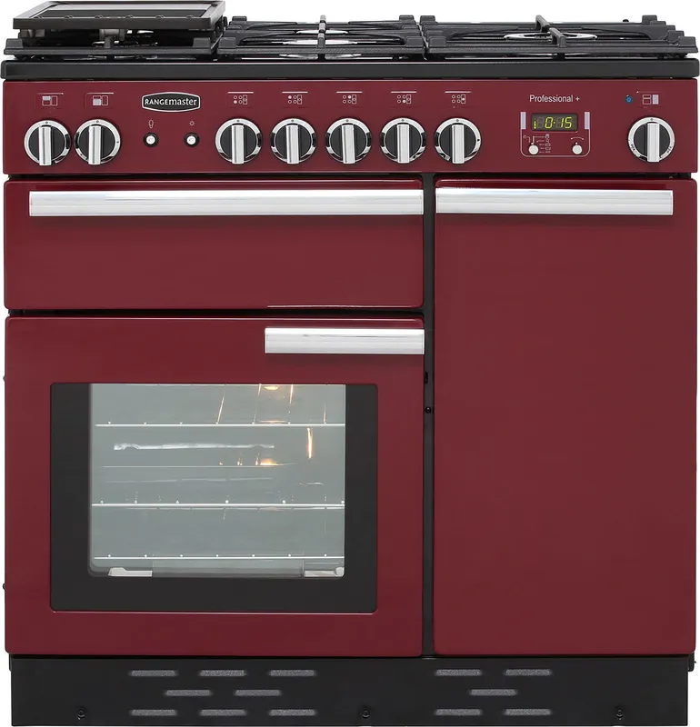 Rangemaster PROP90NGFCY/C Professional Plus 90cm Gas Range Cooker 91940 - Cranberry