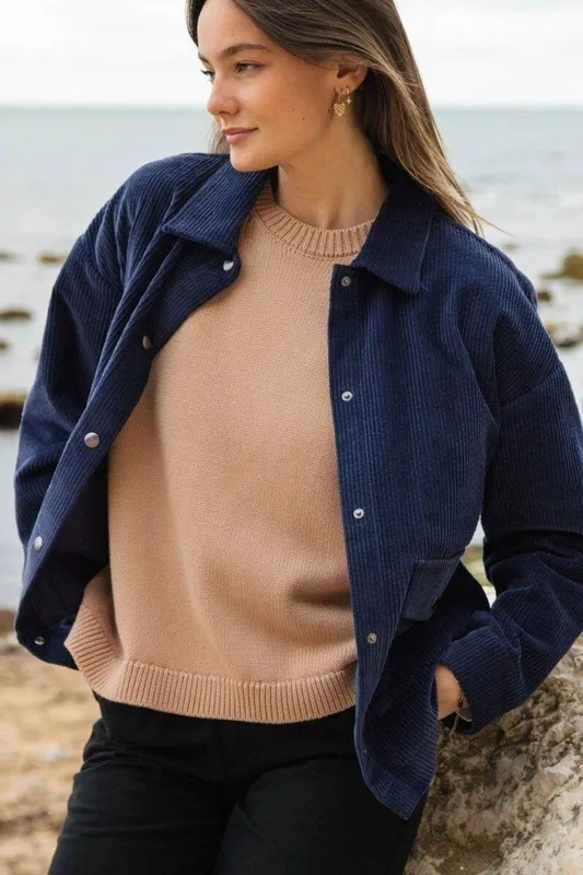 Rapanui Clothing Women's Corduroy Jacket in Navy Size: 16 Navy 16