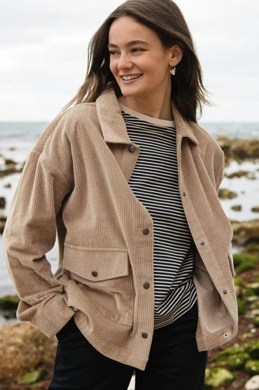 Rapanui Clothing Women's Corduroy Jacket in Tan Size: 18 Tan 18